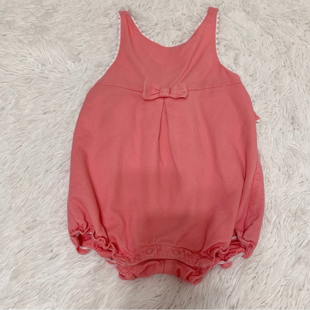 Janie and Jack baby girl Pink bow Romper